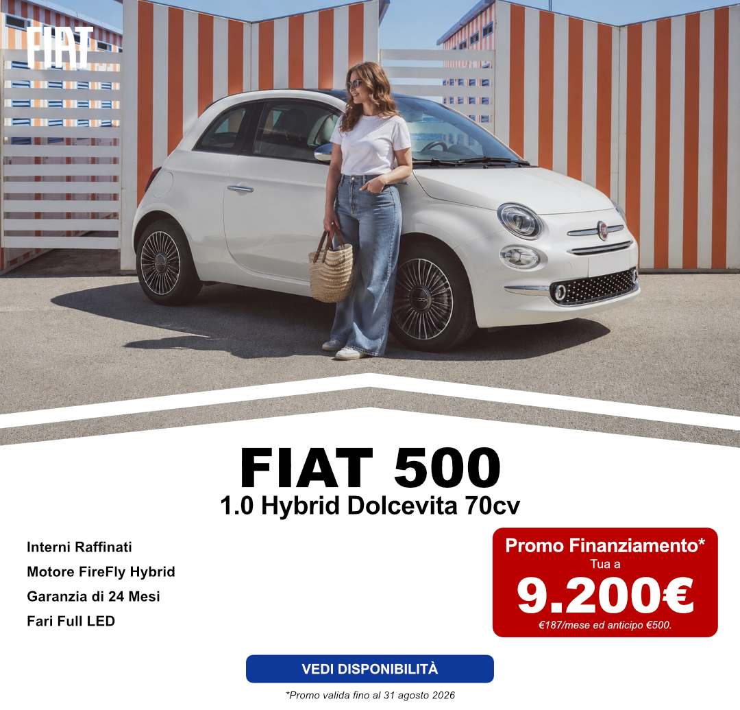 Slider promozionale mobile Fiat 500 Dolcevita